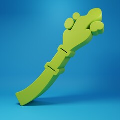 Green Fire hose reel icon isolated on blue background. Minimalism concept. 3D render illustration