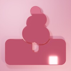 Pink Tree icon isolated on pink background. Forest symbol. Minimalism concept. 3D render illustration