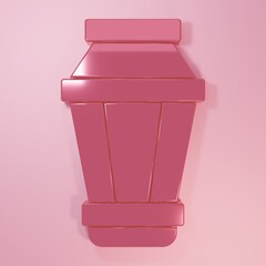 Pink Garden light lamp icon isolated on pink background. Solar powered lamp. Lantern. Street lamp. Minimalism concept. 3D render illustration