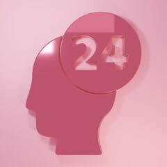 Pink Support operator in touch icon isolated on pink background. Concept for call center, client support service. Minimalism concept. 3D render illustration