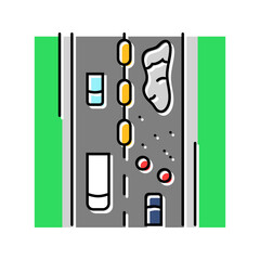 construction zone highway road color icon vector illustration