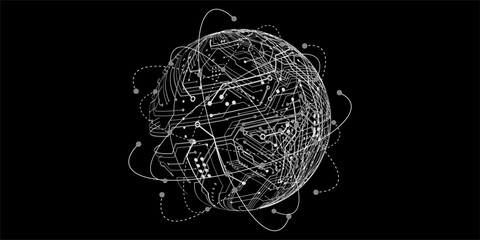 Close-up view of a detailed miniature globe showing continents and oceans in dark lighting  background