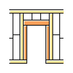 door wood frame house color icon vector illustration