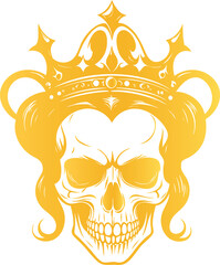 Golden Queen Skull Vector Illustration


