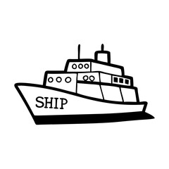 Fototapeta premium A Black And White Drawing Of A Ship With The Ship Word 