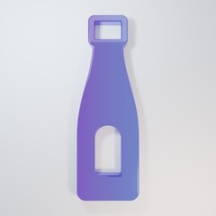 Purple-blue Bottle of water icon isolated on grey background. Soda aqua drink sign. Minimalism concept. 3D render illustration