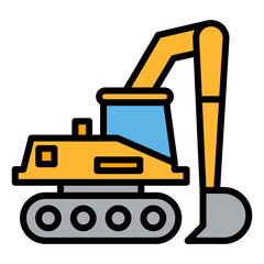 Excavator Icon Vector Illustration Color Version