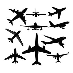 Airplanes Silhouettes & Airplane Icon Illustration
