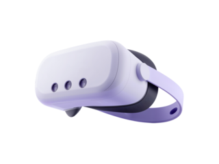 Immersive Digital Realm Awaiting A pristine virtual reality headset on a clean backdrop