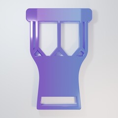 Purple-blue African percussion drum icon isolated on grey background. Musical instrument. Minimalism concept. 3D render illustration