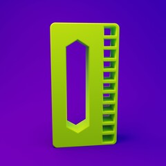 Green Harmonica icon isolated on purple-blue background. Musical instrument. Minimalism concept. 3D render illustration