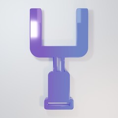Purple-blue American football goal post icon isolated on grey background. Minimalism concept. 3D render illustration
