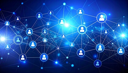 A complex network of interconnected user profiles illustrates global digital connections.