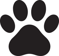 Bold vector illustration of a black paw print logo with claws and text