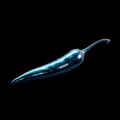 Obraz premium Metallic chili pepper in polished silver tones isolated on black background
