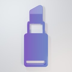Purple-blue Lipstick icon isolated on grey background. 8 March. International Happy Women Day. Minimalism concept. 3D render illustration