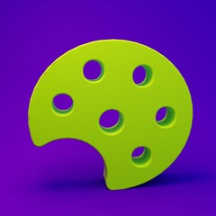 Green Palette icon isolated on purple-blue background. Minimalism concept. 3D render illustration
