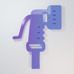 Purple-blue Garden hose icon isolated on grey background. Spray gun icon. Watering equipment. Minimalism concept. 3D render illustration