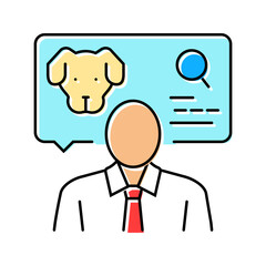 judge dog competition show color icon vector illustration