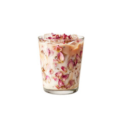 Iced Rose Latte with Rose Petals in Glass