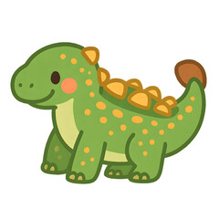 Obraz premium Cute Cartoon Dinosaur Vector Illustration, Kawaii Baby Dino Clipart PNG