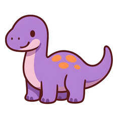 Fototapeta premium Cute Cartoon Dinosaur Vector Illustration, Kawaii Baby Dino Clipart PNG