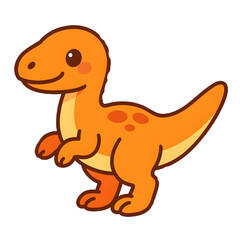 Cute Cartoon Dinosaur Vector Illustration, Kawaii Baby Dino Clipart PNG