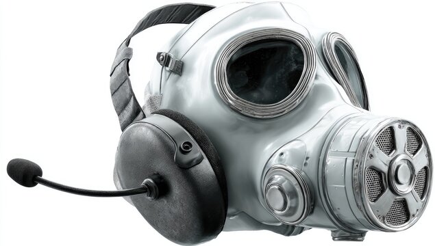 Futuristic gas mask with headphones - Powered by Adobe