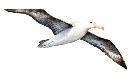 Set of albatros Watercolor Illustration Set. Hand-Drawn Realistic white and Black albatros Collection. sea Birds on White Background.