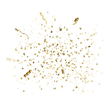 Gold confetti burst. PNG illustration of festive confetti background
