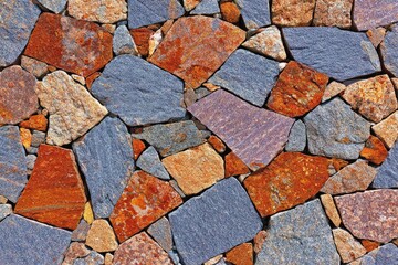 Close-up view of a colorful stone wall (4)