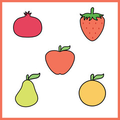 cartoon fruits list vector art for kids