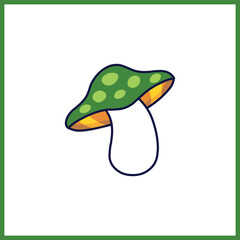 cartoon green mushroom vector art for kids