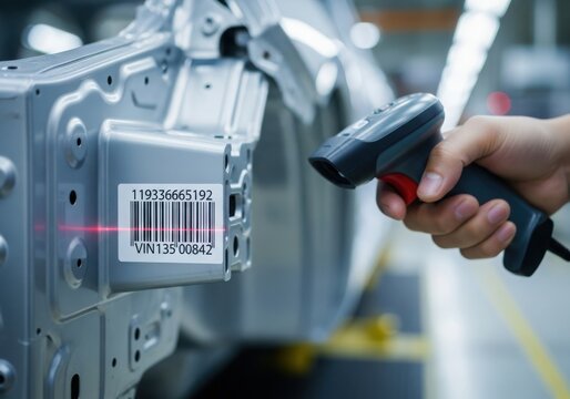 Scanning vehicle identification number with laser barcode