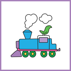 cartoon train engine vector art for kids
