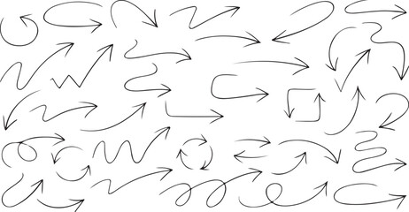 Black Arrow Brush Set – Vector, Direction, Navigation, Pointer, Guide, Brush Stroke, Graphic, Symbol, Curved, Abstract, Hand Drawn, Doodle, Isolated, Icon, Design Element, Path, Marker, Sketch