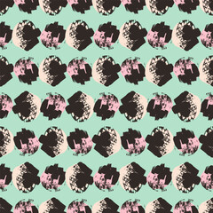 Various circles, shapes, figures. Modern abstract style. Hand drawn vector seamless pattern. Square background, wallpaper. Textile, fabric, print template, wrapping paper, design element