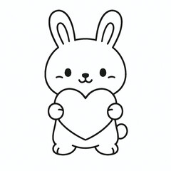 Bunny Holding Heart Outline