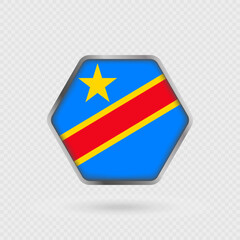 Democratic Republic of the Congo flag in a hexagon frame.