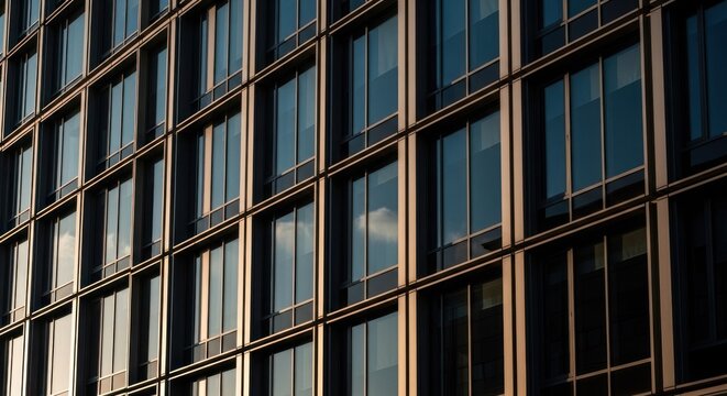 Modern apartment building facade with numerous rectangular windows