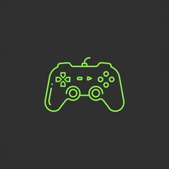 Gaming Controller Icon: A simple outline icon of a gaming controller, designed with clean lines and a modern aesthetic, perfectly suited for digital designs, user interfaces.