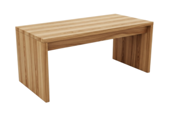Wooden coffee table with a modern design featuring a natural finish for contemporary living spaces transparent background, cutout PNG
