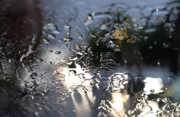 Rain on a car windscreen
