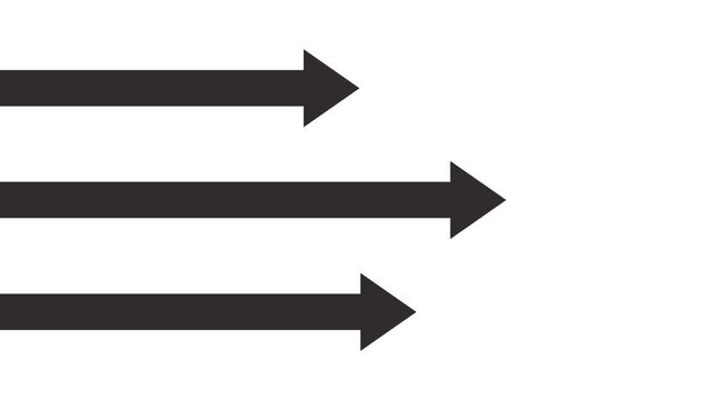 Simple graphic Animation of three right-pointing arrows stacked vertically on a plane