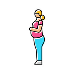 pregnant woman profile color icon vector illustration