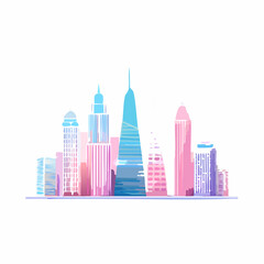 Fototapeta premium Pastel City Skyline Illustration