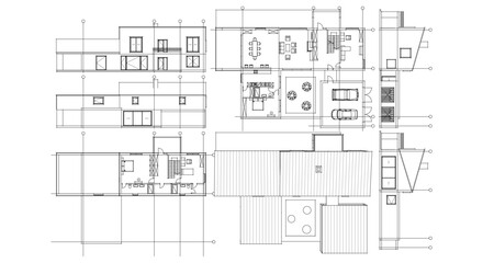 modern house sketch plan 3D illustration	
