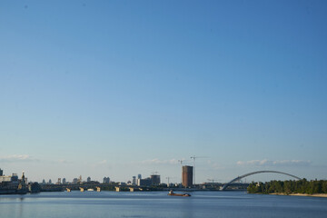 Fototapeta premium view on Dnipro river in Kyiv Ukraine