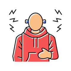 pedestrian holding earplugs noisy environment color icon vector illustration