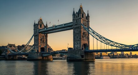 Obraz premium Tower Bridge at sunrise, golden light